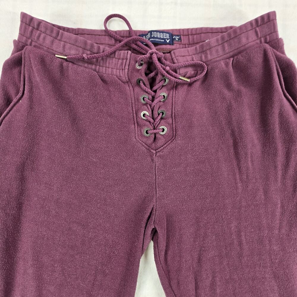 American Eagle AEO Jogger Y2K Womens Lace Up Drawstring Sweatpants Burgundy M